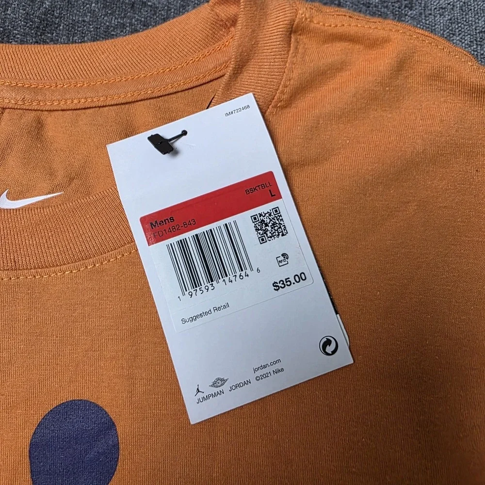 Nike Phoenix Suns Orange Essential Jumpman T Shirt Mens Large Jordan NWT NBA